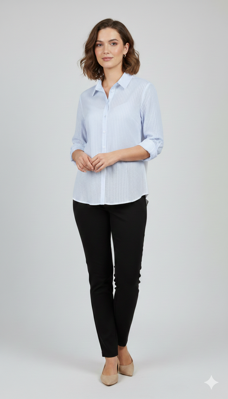 camicia pizzo LIN423 CELESTE MARICLA 