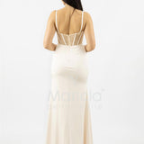 abito lungo corpetto strass e arriccio laterale ANT25024XJ NUDE ANTILLE ELEGANCE 