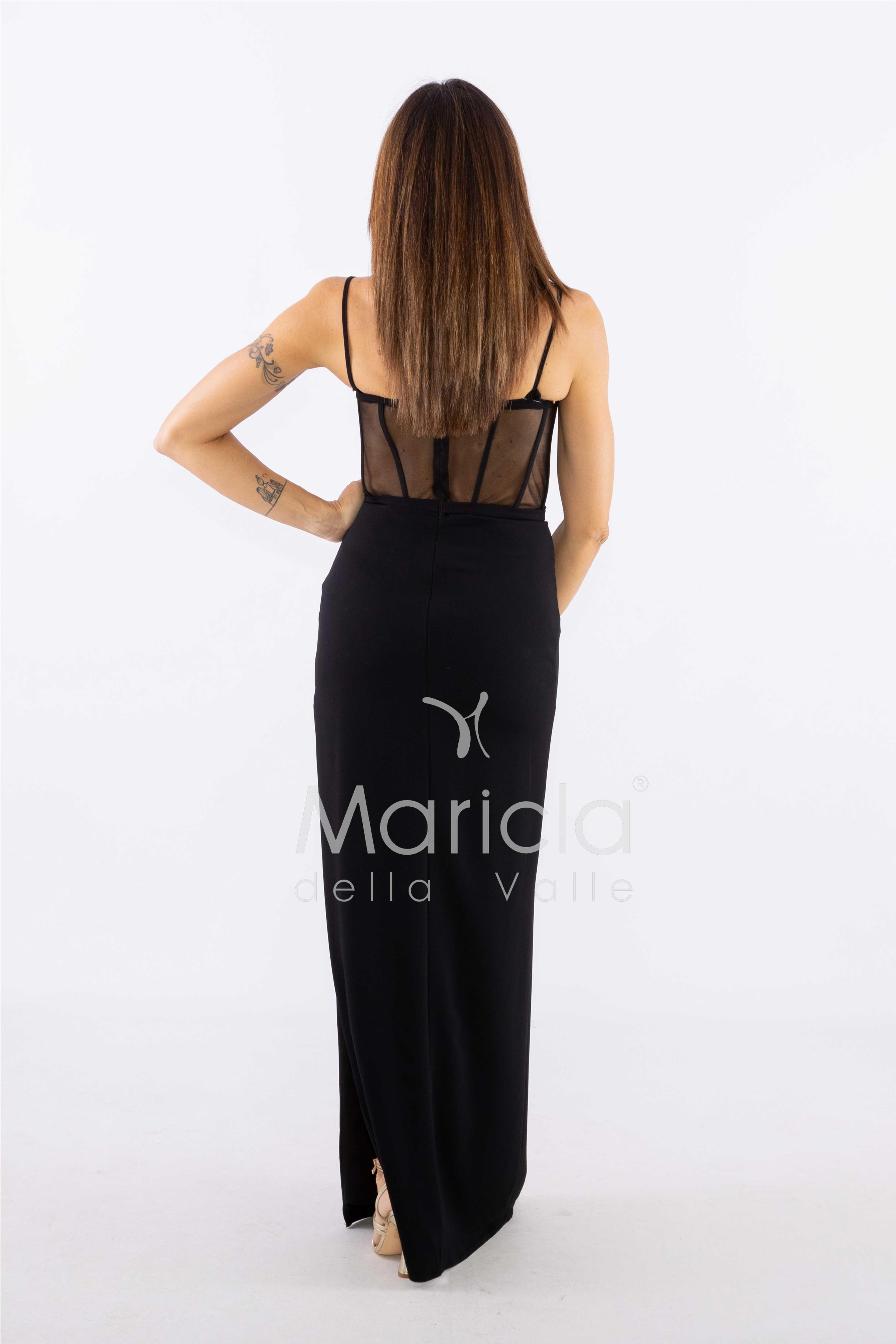 abito con trasparenza CAR58303 NERO MARICLA ELEGANCE 