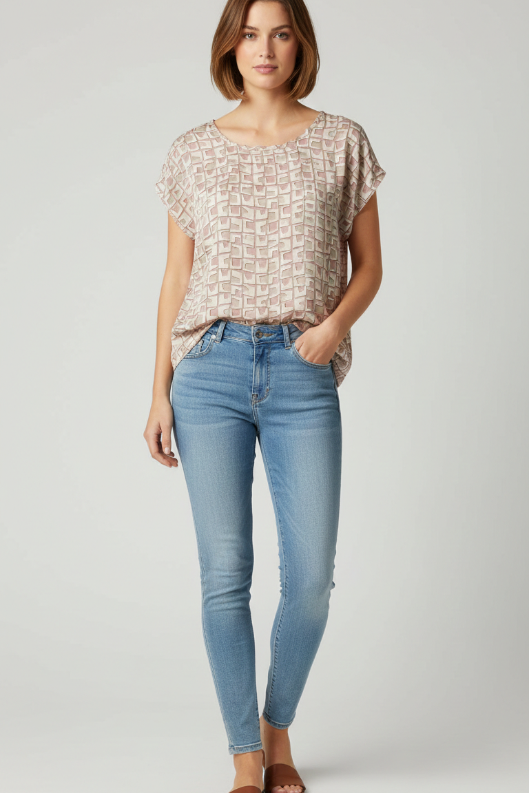 Maglia fantasia geometrica astratta GR1996 ROSA MARICLA 