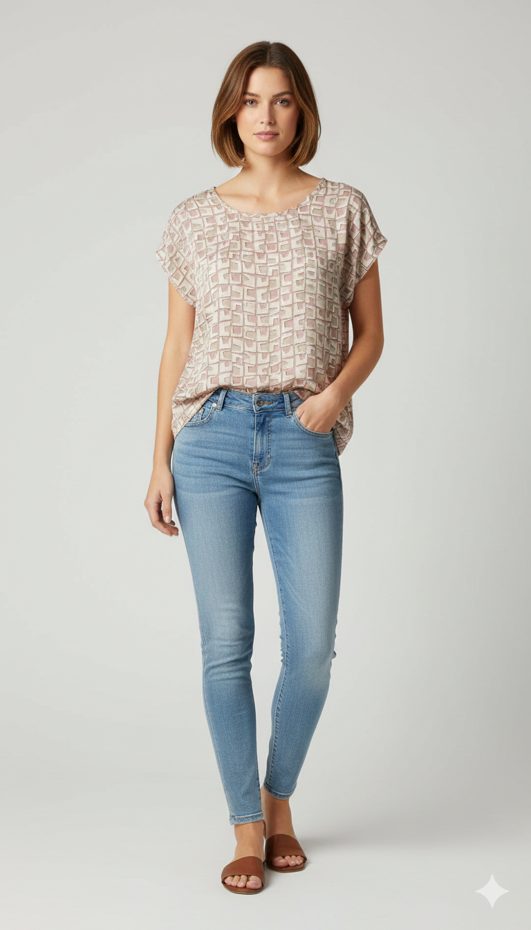 Maglia fantasia geometrica astratta GR1996 ROSA MARICLA 