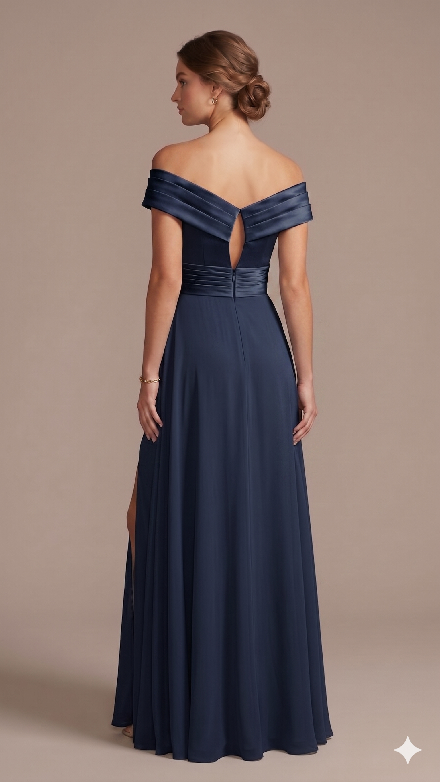abito scollo omerale con fiore ALC08 BLU MARICLA ELEGANCE 