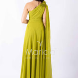 abito lungo fiore chiffon FI7401 LIME MARICLA ELEGANCE 