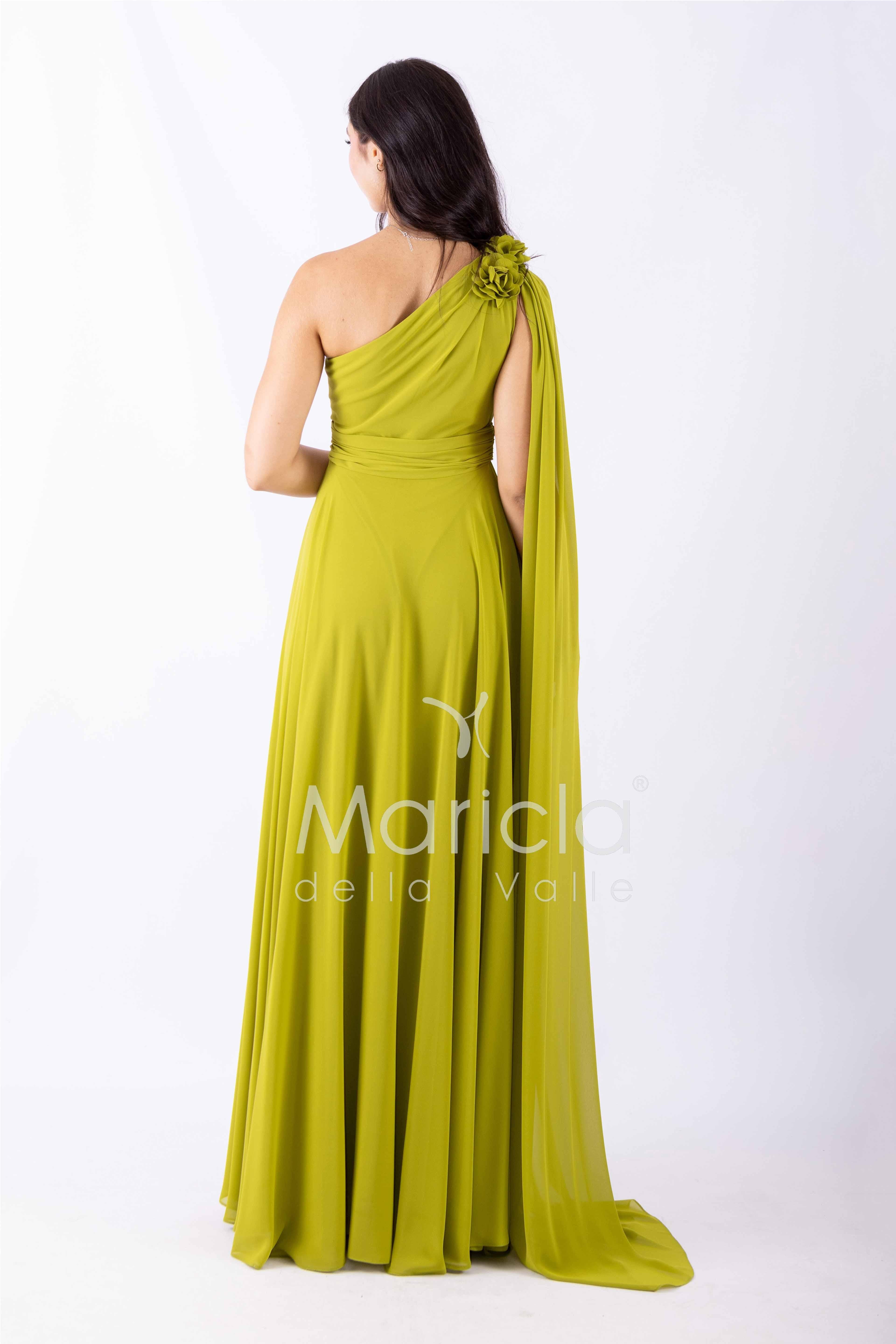 abito lungo fiore chiffon FI7401 LIME MARICLA ELEGANCE 
