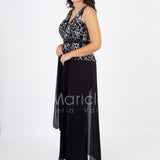 tuta con baschina effetto glitter PF508 NERO PAOLA FORTI 