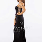 abito lungo coppe e lacci argento CAR58166BIS NERO MARICLA ELEGANCE 