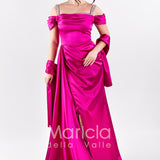 abito scollo pietre con fusciacca JC35121 MAGENTA MARICLA ELEGANCE 