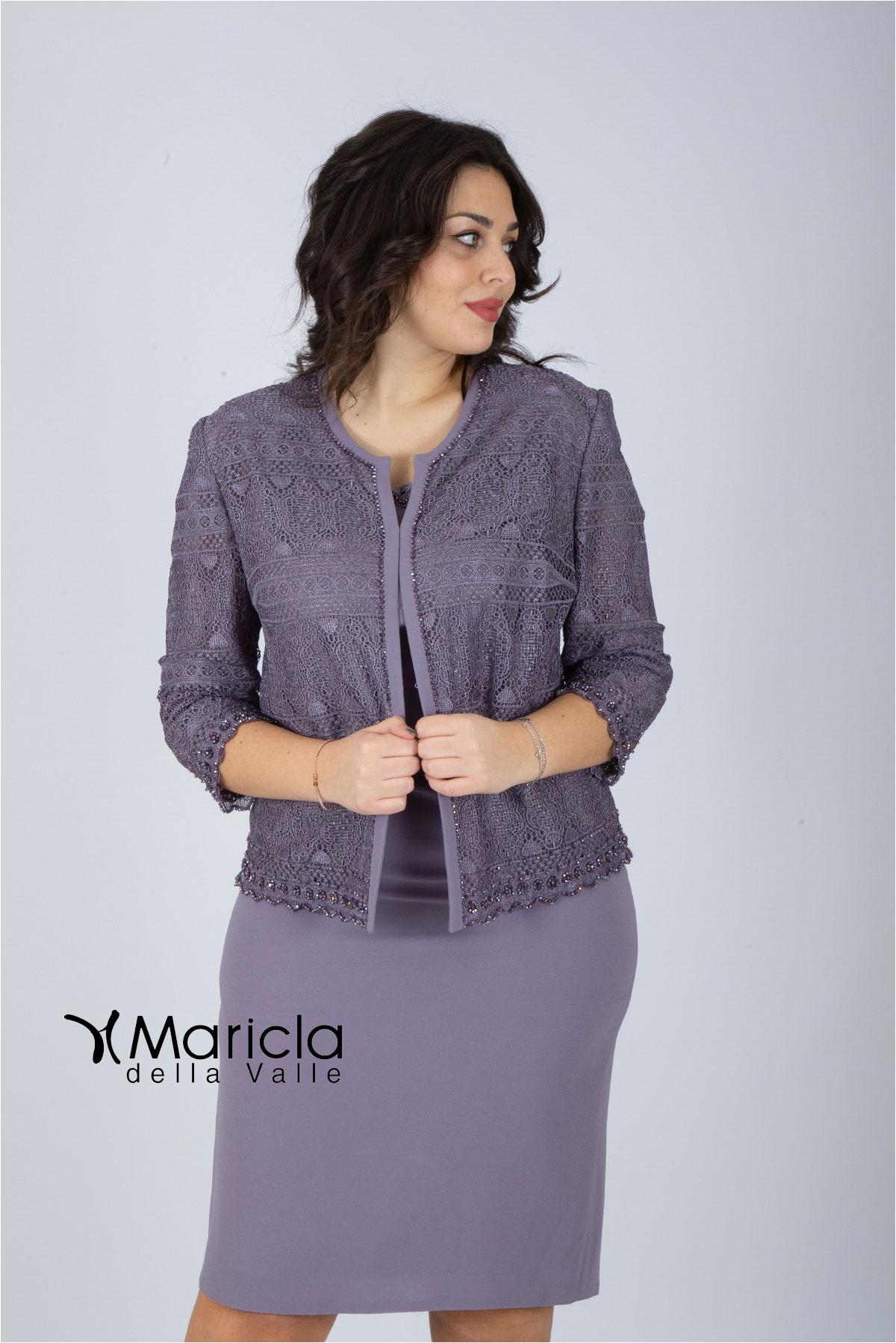 tubino con giacca macramè GU695 GLICINE MARICLA ELEGANCE 