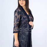 Completo tubino con spolverino PF609 BLU PAOLA FORTI 