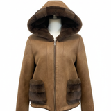 giacone ecomontone e pelliccia A26IMP808 TABACCO MARICLA 