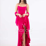 abito lungo con rouche JC35122 MAGENTA MARICLA ELEGANCE 