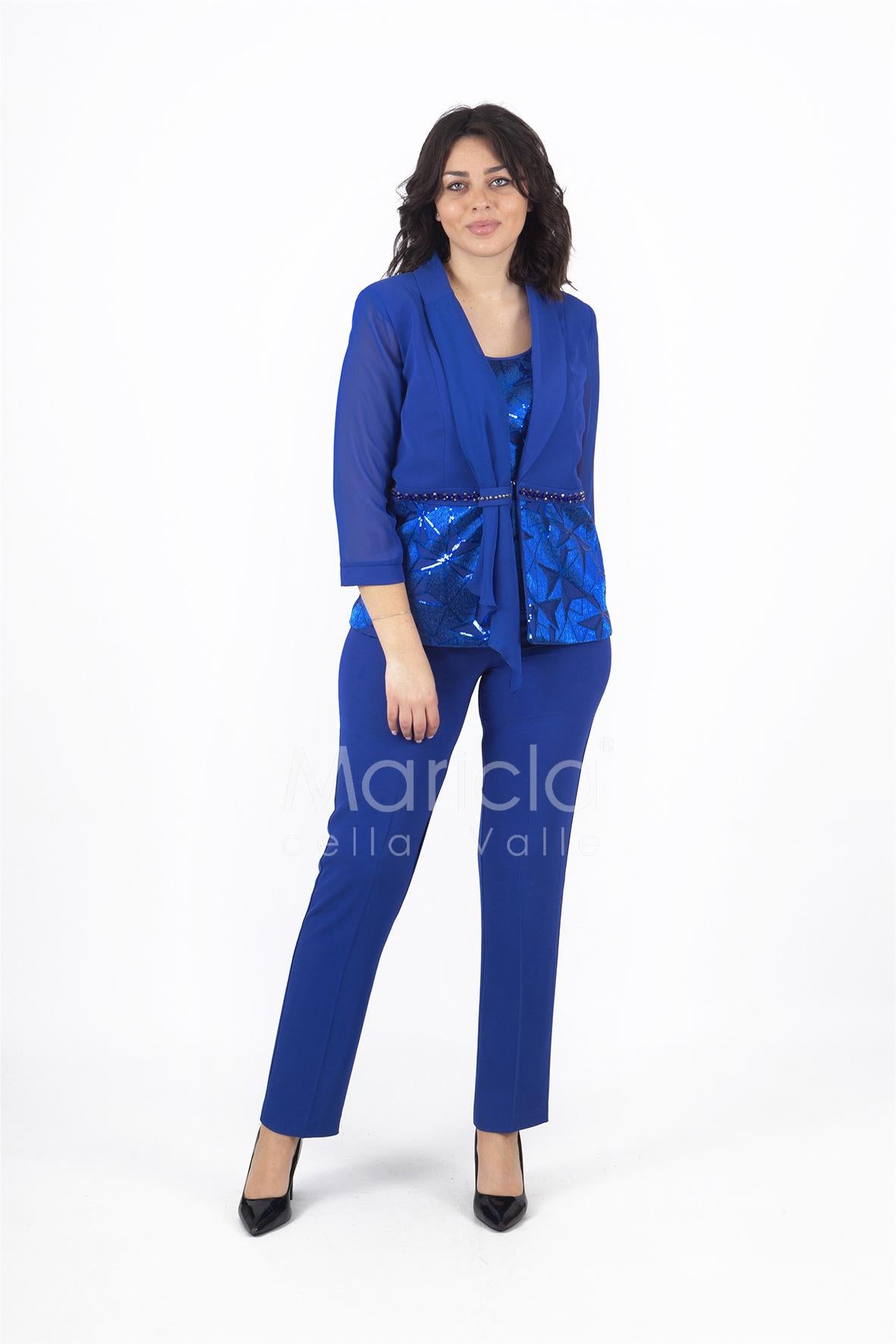 tailleur 3 pezzi giacca paiette LH903 ROYAL LUDOVICA HASSLER 