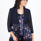 tailleur 3 pezzi giacca paiette LH903 BLU LUDOVICA HASSLER 