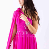 abito lungo fiore chiffon FI7401 FUCSIA MARICLA ELEGANCE 