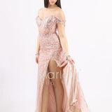 Abito a sirena scollo omerale FP881007 ROSA MARICLA ELEGANCE 