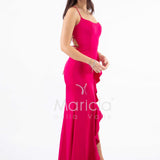 abito lungo con rouche JC35122 MAGENTA MARICLA ELEGANCE 