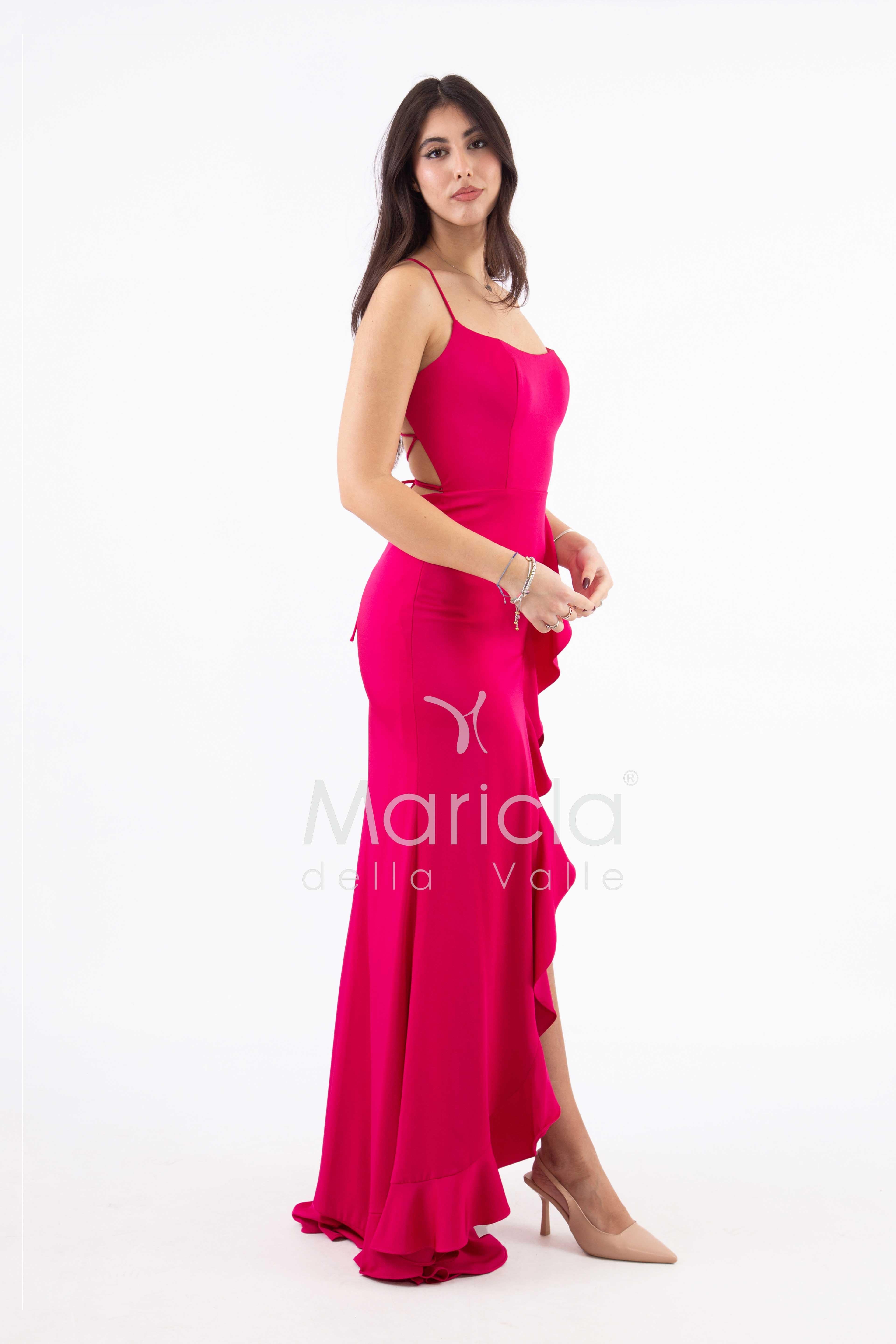abito lungo con rouche JC35122 MAGENTA MARICLA ELEGANCE 