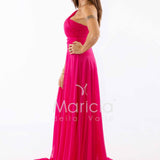 abito monospalla glitter FI7015 FUCSIA MARICLA ELEGANCE 