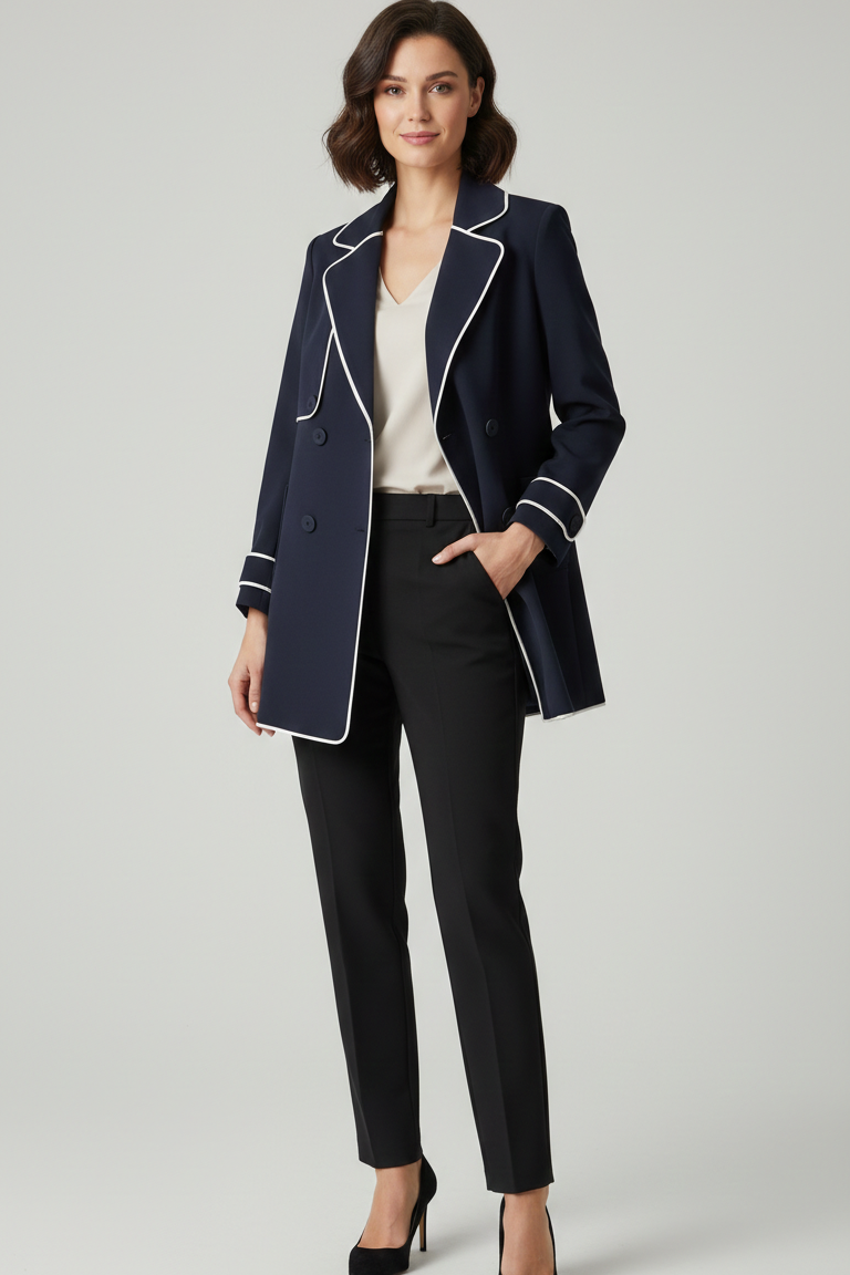 Blazer Doppiopetto con Profili a Contrasto GARDENIA BLU MARICLA 