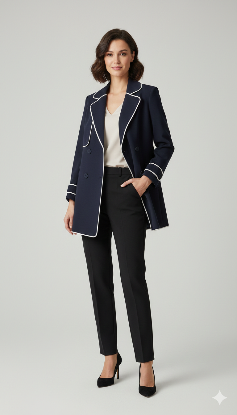 Blazer Doppiopetto con Profili a Contrasto GARDENIA BLU MARICLA 