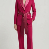 tailleur sciallato con raso e cintura EC04608 AMARENA MARICLA 