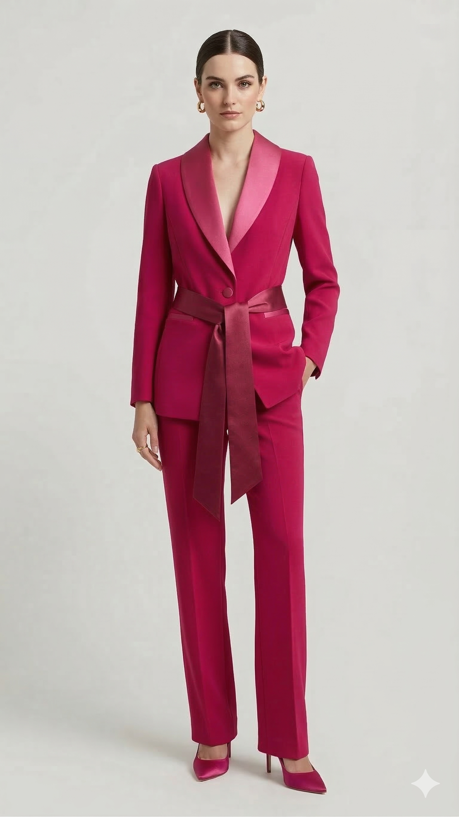 tailleur sciallato con raso e cintura EC04608 AMARENA MARICLA 