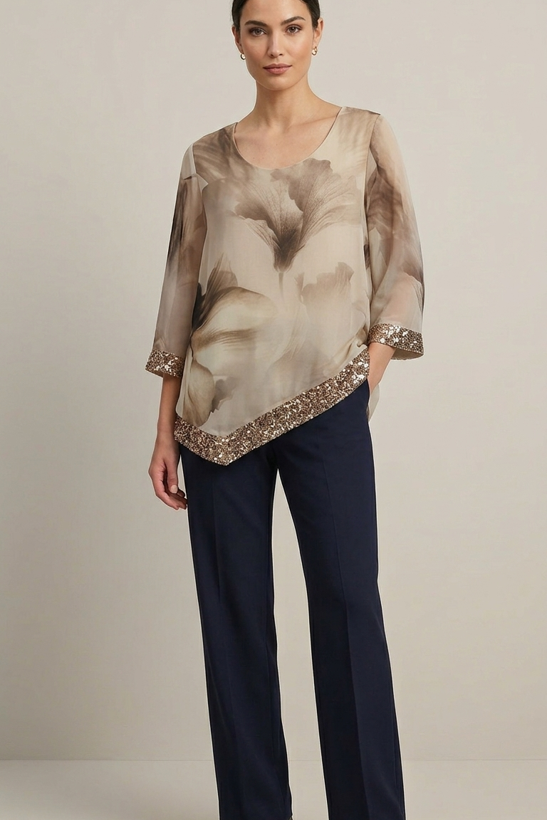 casacca fantasia con paiette DB10990 BEIGE MARICLA 