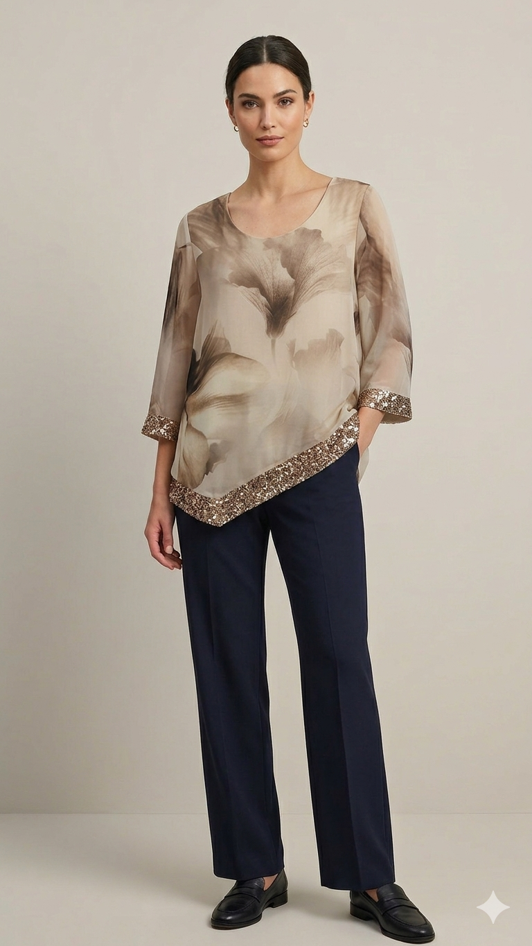 casacca fantasia con paiette DB10990 BEIGE MARICLA 