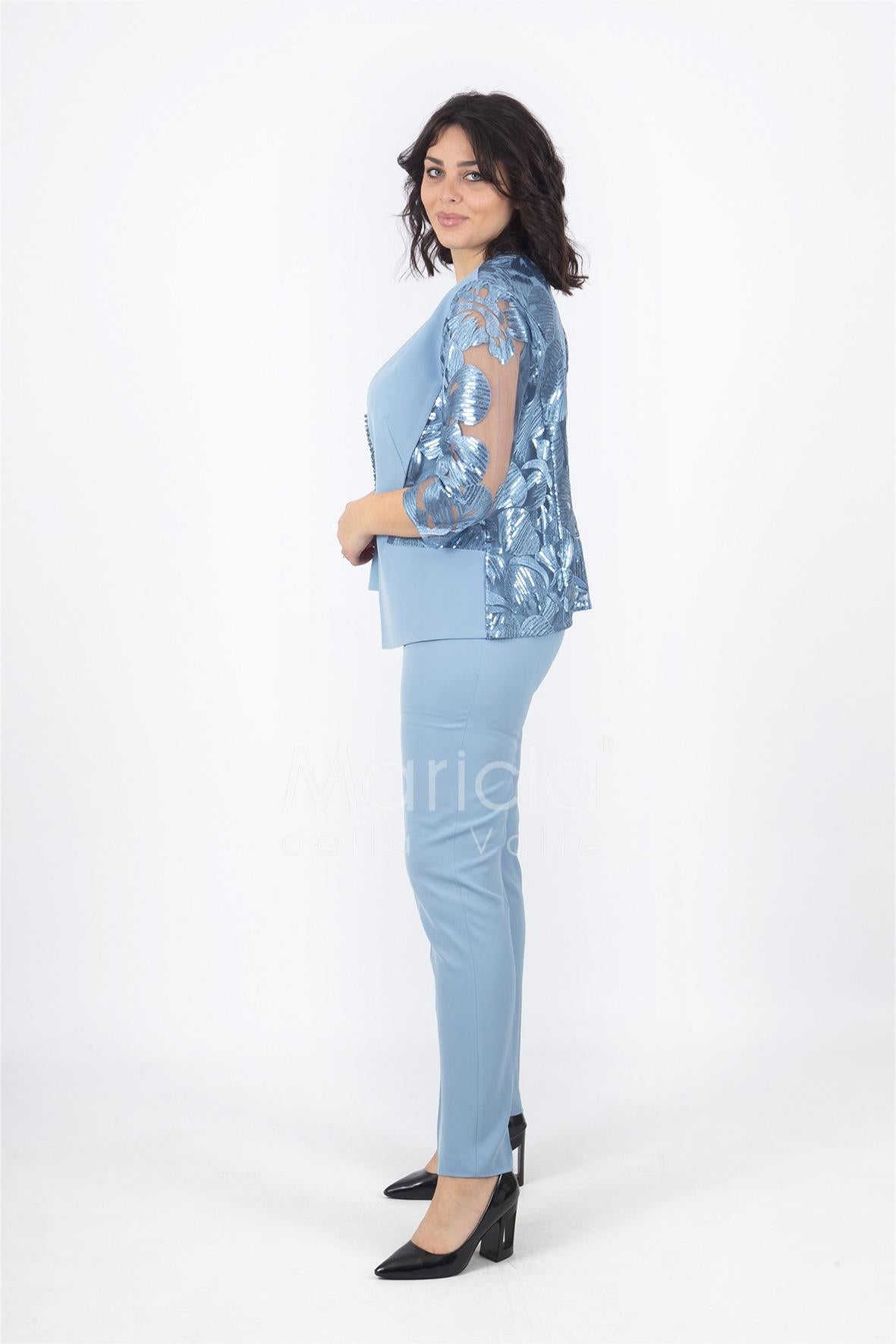 Tailleur 3 pezzi ricamato SH303 POLVERE SHARON 