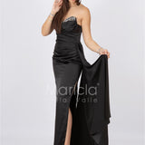 abito con scollatura pietre CAR58080 NERO MARICLA ELEGANCE 