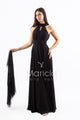 Abito lungo in chiffon con scollo americano