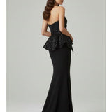 Abito a sirena con baschina ANT138GE NERO ANTILLE ELEGANCE 