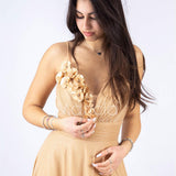 abito lungo glitterato con rose RG94PB ORO GIGLI CERIMONIA 