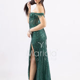 Abito a sirena scollo omerale FP881007 VERDE MARICLA ELEGANCE 
