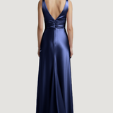 abito lungo con scollo sceso e spalla larga HC9682 BLU MARICLA ELEGANCE 