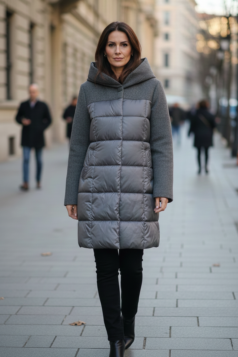 giaccone piumino e panno AZ79P GRIGIO MARICLA 