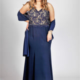 Abito ricamato<BR/> CLO60524 BLU MARICLA ELEGANCE 