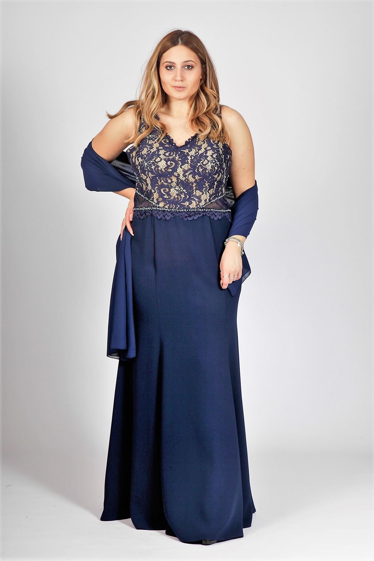 Abito ricamato<BR/> CLO60524 BLU MARICLA ELEGANCE 