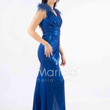 abito lungo effetto bagnato con piume HC5205 ROYAL MARICLA ELEGANCE 