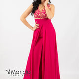 Abito lungo con ricamo ANT1007N FUXIA ANTILLE ELEGANCE 