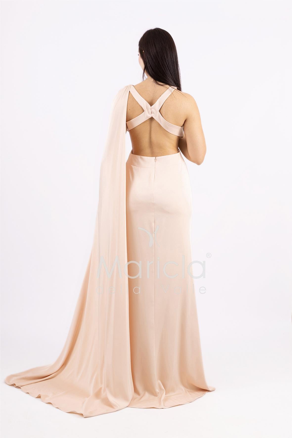 Abito sirena lungo con spacco ANT03JKN NUDE ANTILLE ELEGANCE 