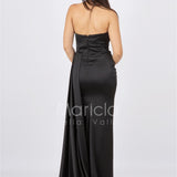 abito con scollatura pietre CAR58080 NERO MARICLA ELEGANCE 