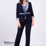 tailleur bicol 3 pezzi PF3300 BLU PAOLA FORTI 