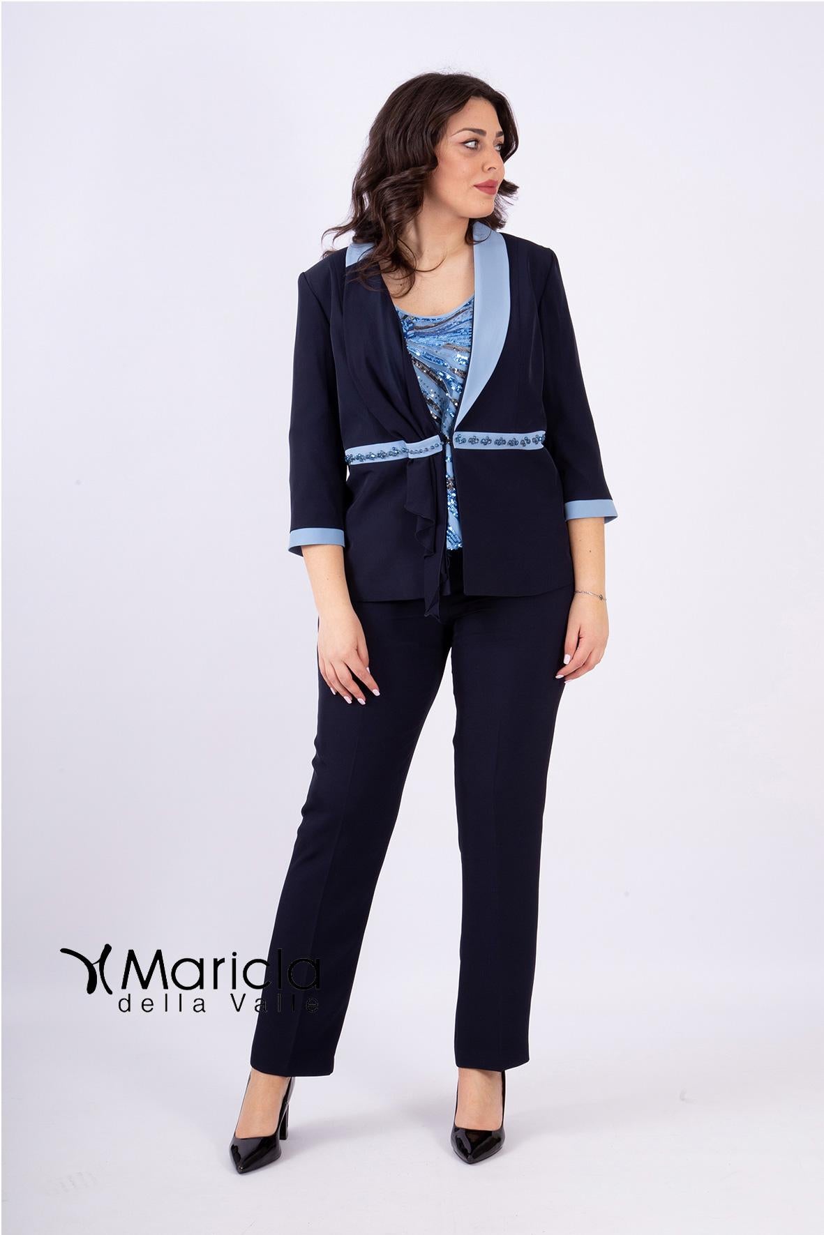 tailleur bicol 3 pezzi PF3300 BLU PAOLA FORTI 