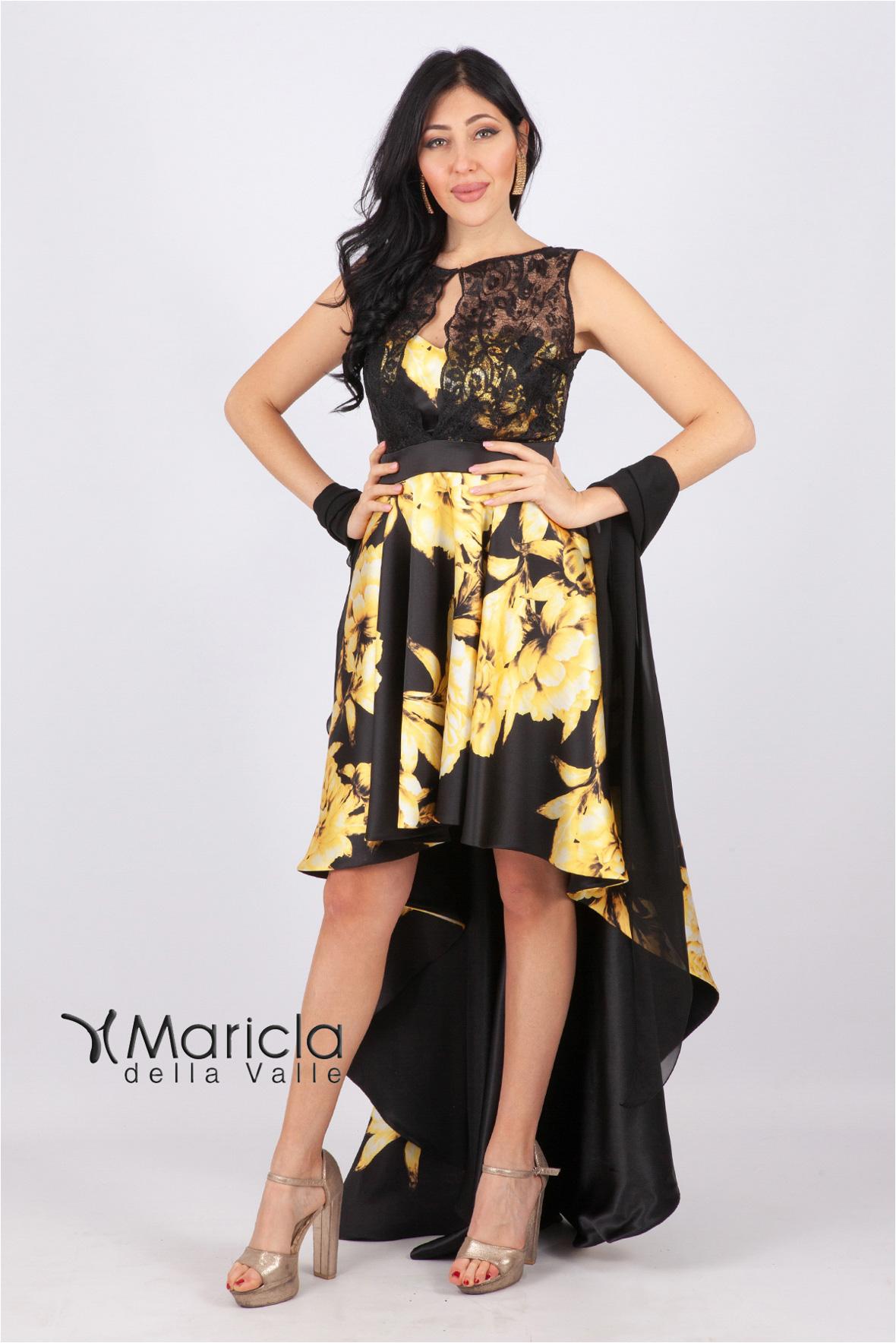 Abito lungo monospalla MVV42178 GIALLO MARIA VITTORIA VINCI 