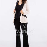 tailleur 3 pz bicolore pantalone zampa PF212TP CREMA PAOLA FORTI 