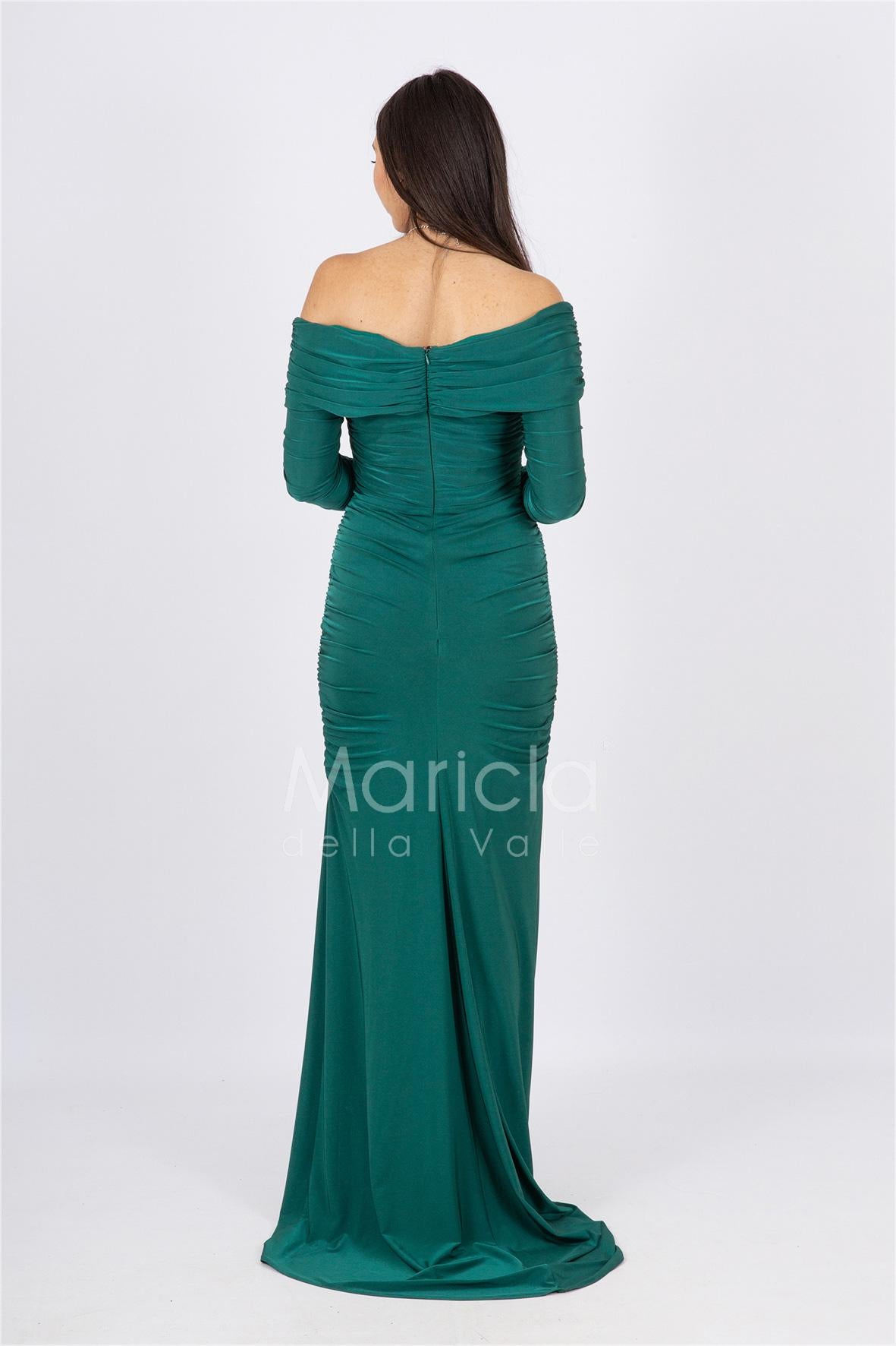 abito arricciato collana gioiello CAR58182 VERDE MARICLA ELEGANCE 