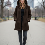 cappotto diagonale cappuccio fantasia DB10709 MORO MARICLA 