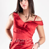 abito ricamato con gonnellone HC7277 ROSSO MARICLA ELEGANCE 