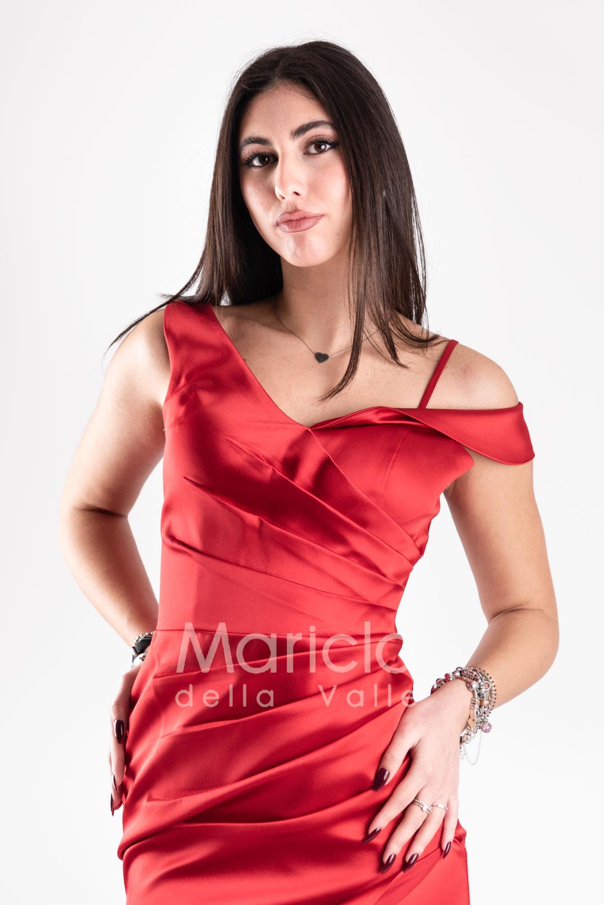 abito ricamato con gonnellone HC7277 ROSSO MARICLA ELEGANCE 